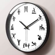 健身房体育馆创意挂钟客厅，大气墙钟挂表大号，运动时钟个性艺术钟表