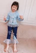 上海檬檬女童艾莎纯棉长袖短袖，t恤雪花纱裙，打底裤儿童绝版不再版