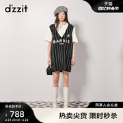 dzzit地素无袖针织裙春秋芭比系列复古运动连衣裙女