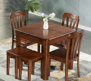 水曲柳实木餐桌可伸缩折叠现代简约创意正方形，可调节小户型饭桌