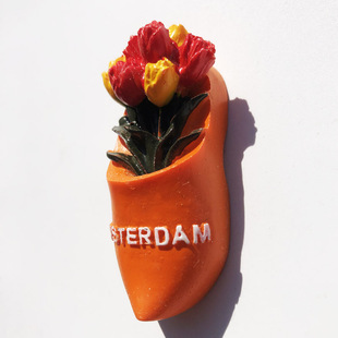 荷兰木鞋郁金香立体磁铁冰箱，贴创意留言贴旅游纪念装饰树脂工艺品