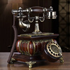 老式仿古电话机实木复古旋转拨号电话机欧式复古中式电话无线座机