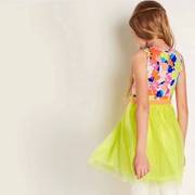 外贸原单夏季荧光色，连衣裙花朵背心纱裙