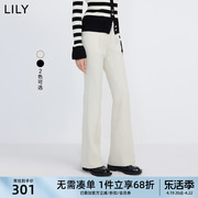 lily2024春女装都市通勤款显瘦垂感休闲不对称复古微喇休闲裤