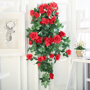 仿真玫瑰花藤条假花吊篮装饰花，植物藤蔓塑料花藤室内客厅墙壁壁挂