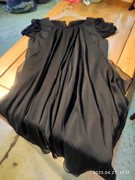 撤柜甩货高端短袖飘逸黑色中长款真丝假两件连衣裙。