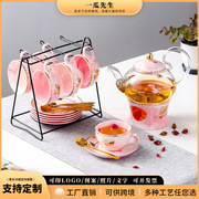 花茶壶套装大理石陶瓷蜡烛加热茶具茶壶创意下午花草茶红茶温茶炉