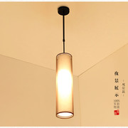 新中式简约小吊灯餐厅铁艺仿古吧台楼梯床头灯白色圆筒布艺灯定制