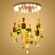 loft现代简约创意吧台植物餐厅咖啡厅单头酒瓶玻璃LED吊灯具客厅