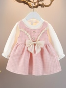 女童连衣裙春秋季0-1岁2婴幼，儿童洋气衣服女宝宝，春秋公主裙子套装