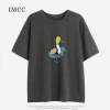 IMCC设计感小众卡通鸭子洋气灰色短袖T恤女慵懒宽松打底衫上衣ins