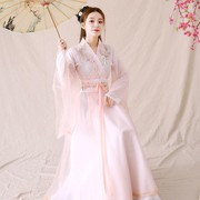 古装女改良汉服超仙气飘逸中国古风古典舞蹈演出服装齐腰长裙套装