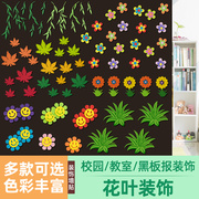 枝条花边框黑板报材料，装饰墙贴纸班级，文化幼儿园墙面环创教室布置