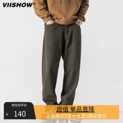 viishow纯棉休闲裤男日系复古原宿风潮牌ins百搭工装宽松直筒长裤