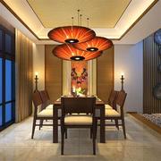东南亚木皮吊灯创意客厅卧室，灯具圆形餐厅酒店，客栈中式仿古木艺灯