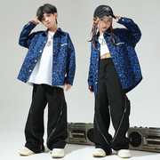 儿童街舞潮服男童嘻哈hiphop迷彩外套演出服，女童爵士舞表演服套装