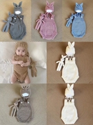 满月宝宝百天照摄影服装影楼兔子造型童装婴儿手工棉线衣服兔公仔