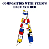 大艺术家系列抽象蒙德里安红黄蓝飘带，丝带小长条窄丝巾发带绑包