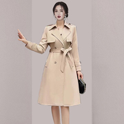 西装中长款风衣女2023韩版女装收腰显瘦修身系带外套
