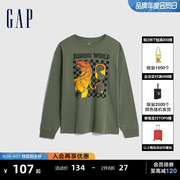 侏罗纪世界联名Gap男童春秋长袖T恤儿童装洋气休闲上衣786321