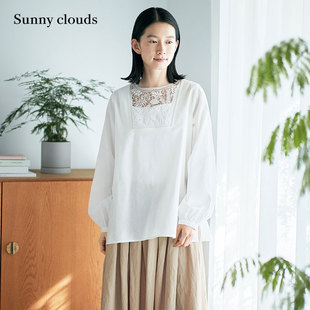 桑妮库拉/Sunny clouds 女式棉混镂空蕾丝罩衫