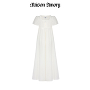 季末折扣Maison Amory白色雪纺短袖礼服裙Sofia Gown