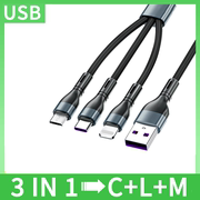 一拖三USB TO Type-c+苹果Lightning+Micro充电线三合一C口数据线