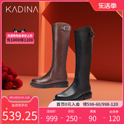 卡迪娜秋冬长筒靴女骑士靴高筒粗跟中帮工装女靴KLA00202