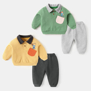 麒婧宝宝春秋套装1-3岁婴儿卡通，卫衣男童休闲运动儿童秋装两件套