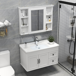 现代简约卫生间浴室柜，组合洗漱台洗脸台洗手盆，柜组合碳纤维卫浴柜