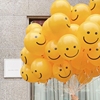 ins韩国黄色笑脸表情，乳胶气球儿童生日派对，布置场景装饰拍照道具