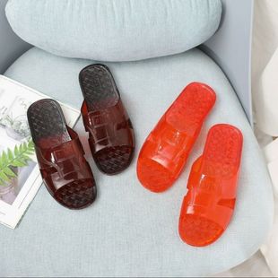 越南牛筋拖鞋男士水晶鞋透明居家室外耐磨软胶防滑防臭爸爸鞋