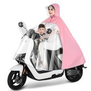 电瓶车雨衣带孩子电动车双人母子透明雨披亲子大号加厚遮雨神器