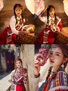 藏服女款藏族服装藏袍藏族西藏写真民族风服饰女舞蹈演出服装