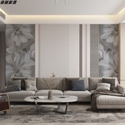 现代抽象几何线条壁布素雅花卉客厅沙发卧室床头电视背景墙纸壁画