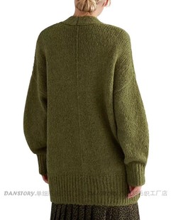 祖母绿马海毛针织款式慵懒针织毛衣外套