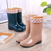 雨鞋女时尚潮流中筒保暖雨靴，女成人胶鞋，防水防滑加绒水鞋水靴