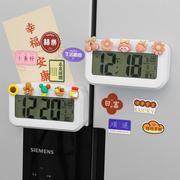个性创意电子闹钟厨房钟表冰箱贴磁性贴可爱卡通3d立体时钟磁性铁