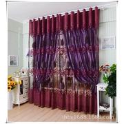 奢华烂花印花纱紫色窗帘卧室客厅，外贸ebay窗纱