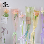 泽林教师节鲜花单支袋透明OPP鲜花包装纸单只玫瑰花束包花袋