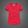 2022街头女装夏季纯色v领显瘦短袖t恤纯棉，半袖红色女t恤