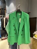 春夏女款绿色西服外套中长款后开叉垂感好 颜色正高品质上衣