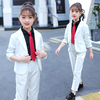 女童西装套装白色三件套春秋2022儿童韩版洋气表演小西服大童