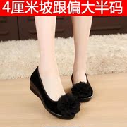 老北京布鞋女式鞋平跟坡跟高跟，女单鞋黑色工作鞋松糕鞋花朵孕妇鞋