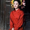明星赵丽颖同款长袖，中式风格衬衫气质设计感复古淑女，洋气衬衣红色