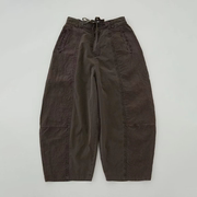 布衣分享 K266 垒土原创设计抽绳拼接棉麻复古休闲裤