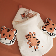 初生婴儿包被冬款加厚新生，宝宝抱被春秋防惊跳睡袋纯棉包裹被两用