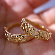 18K金香香风菱格纹元素钻石戒指指环排戒镶嵌珠宝戒圈