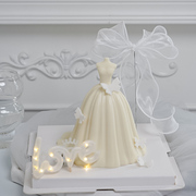 网红唯美结婚订婚婚礼烘焙蛋糕装饰品婚纱巧克力翻糖模特硅胶模具