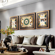 美式复古装饰画客厅沙发背景墙挂画餐厅墙画玄关奢华鹿中式三联画